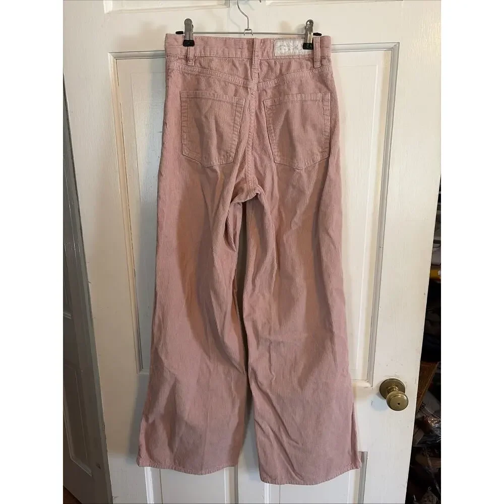 PacSun High Rise Wide Leg Corduroy Pants Jeans 24 Button Fly Peach Blush - Picture 2 of 11
